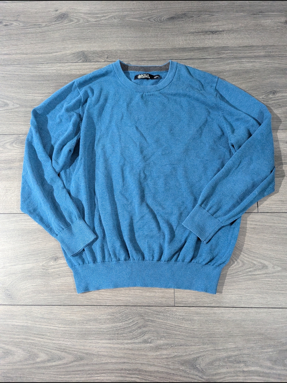 Men's Blue Crewneck Sweater by Boca Classics - Soft Everyday Knit